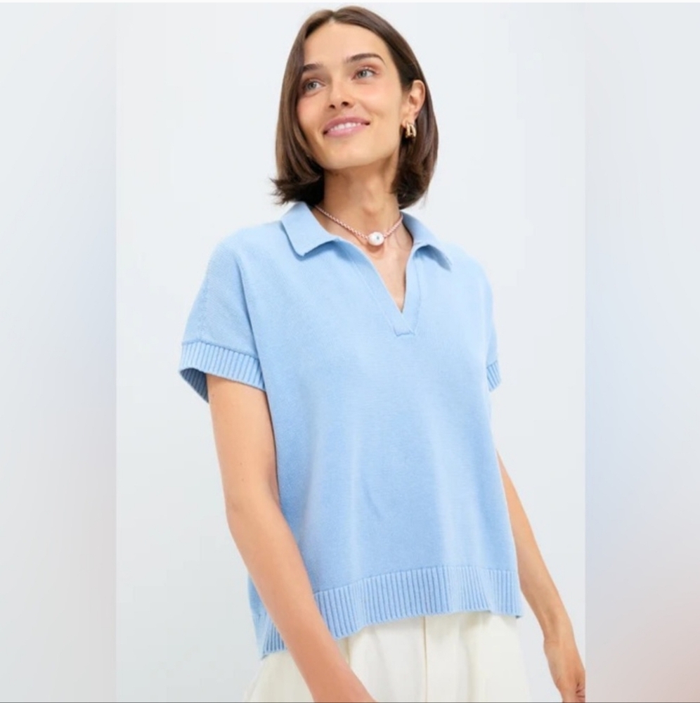 NWT Tuckernuck Blue Stonewashed Shawn Sweater Polo